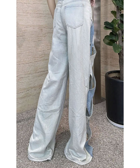 Wave cut denim pants